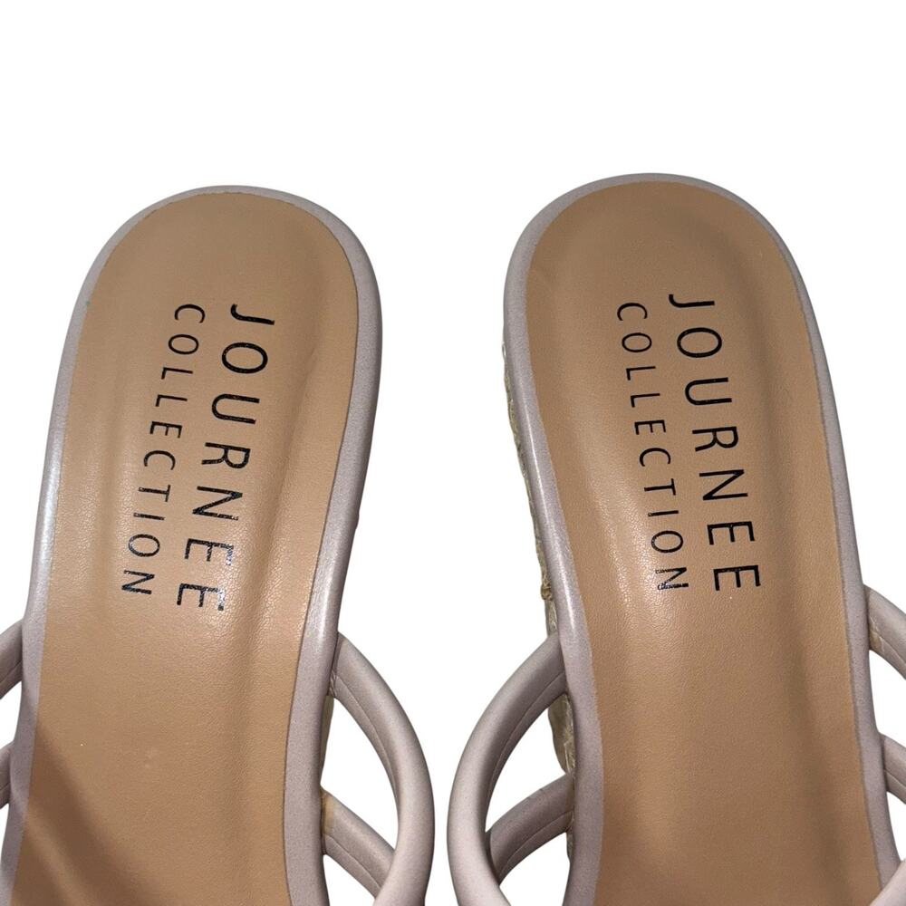 Journee Collection Cynthie Taupe Women's Wedge Open Toe Slip On sandals SZ/11 - Picture 9 of 10